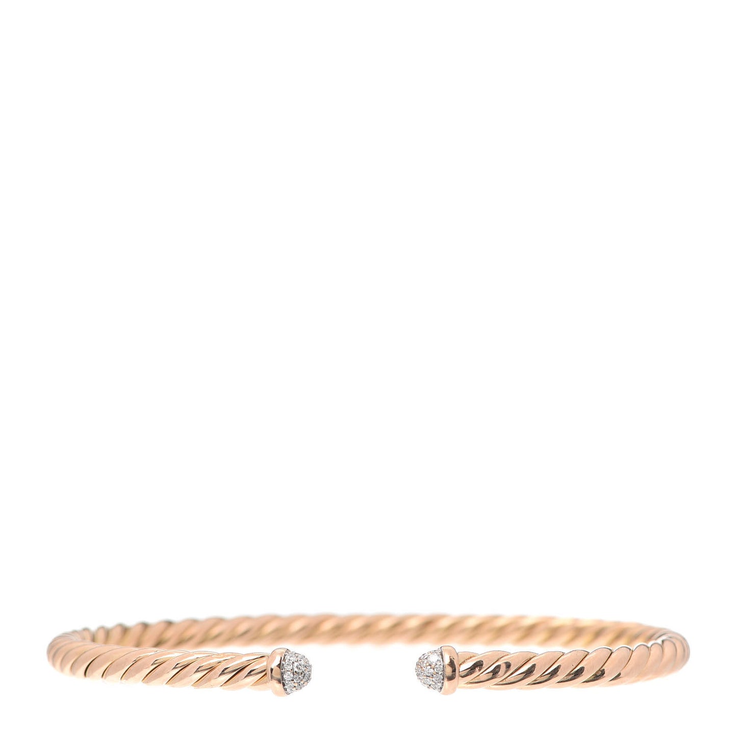 18K Rose Gold Diamond 4mm Cablespira Bracelet