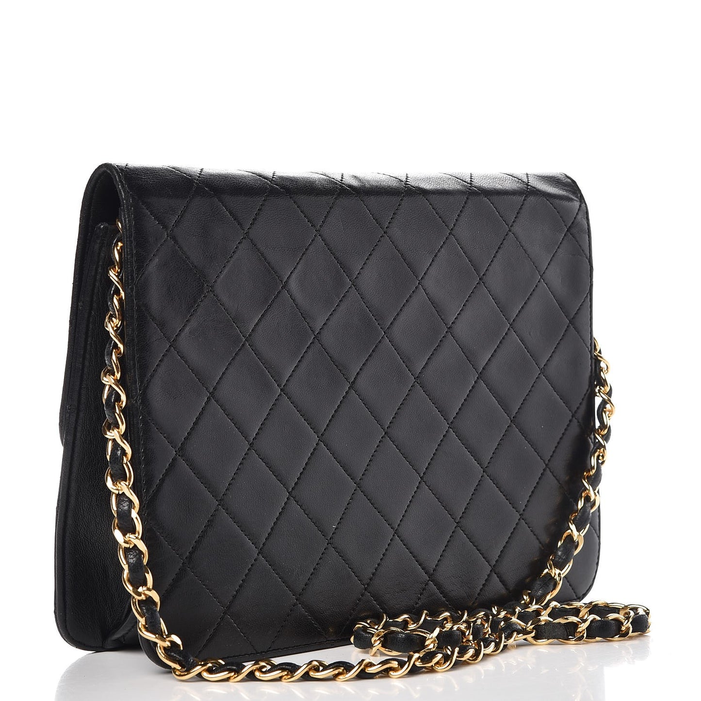 Lambskin Quilted Small Single Flap Black