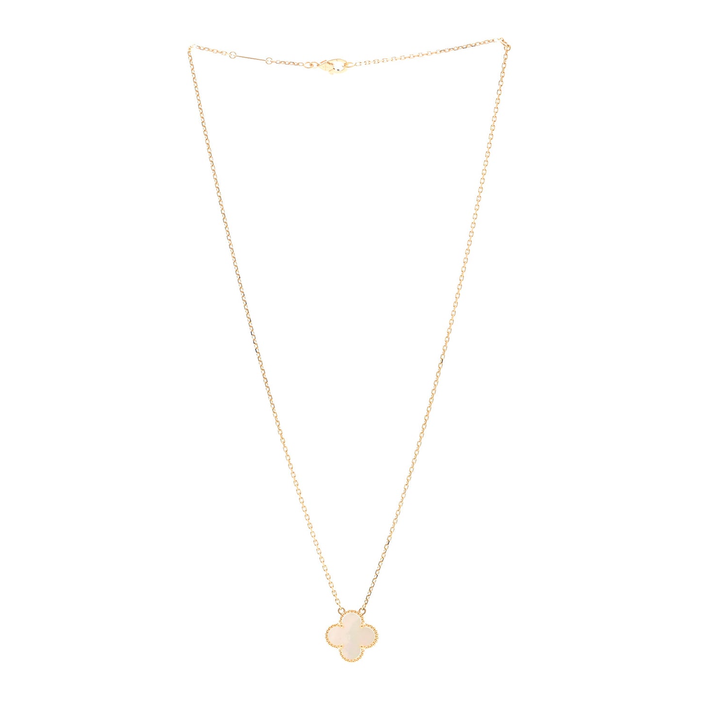 18K Yellow Gold Mother of Pearl Vintage Alhambra Pendant Necklace