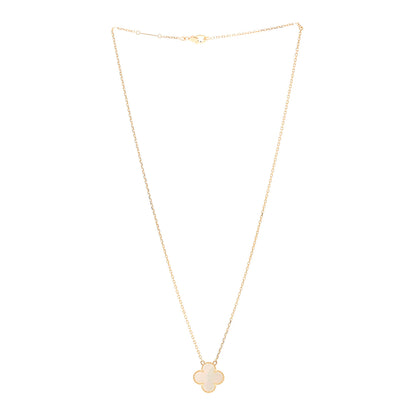 Van Cleef & Arpels 18K Yellow Gold Mother of Pearl Vintage Alhambra Pendant Necklace 3 of 6