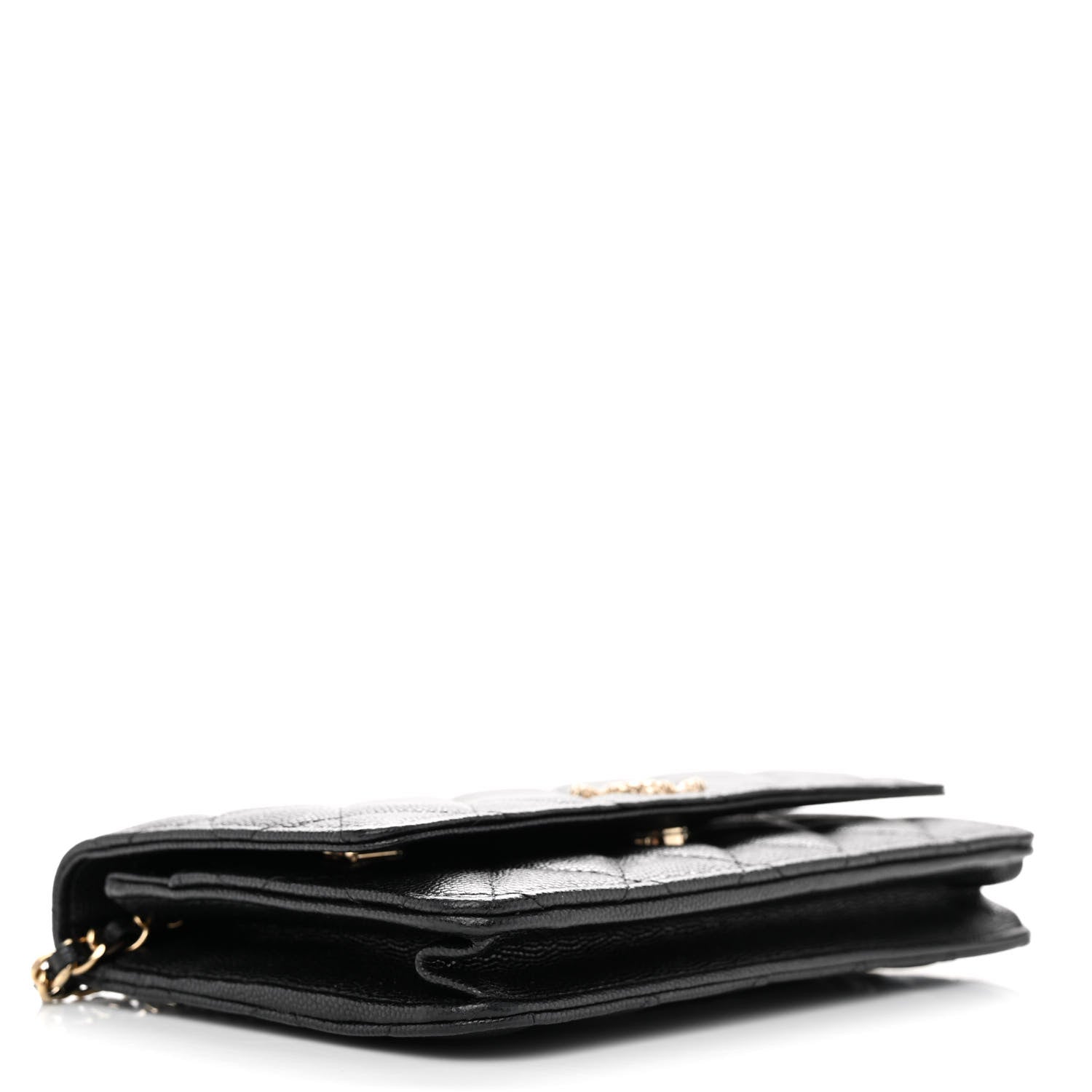 Chanel Caviar Quilted Perforated Metal CC Wallet On Chain WOC Black 4 of 12