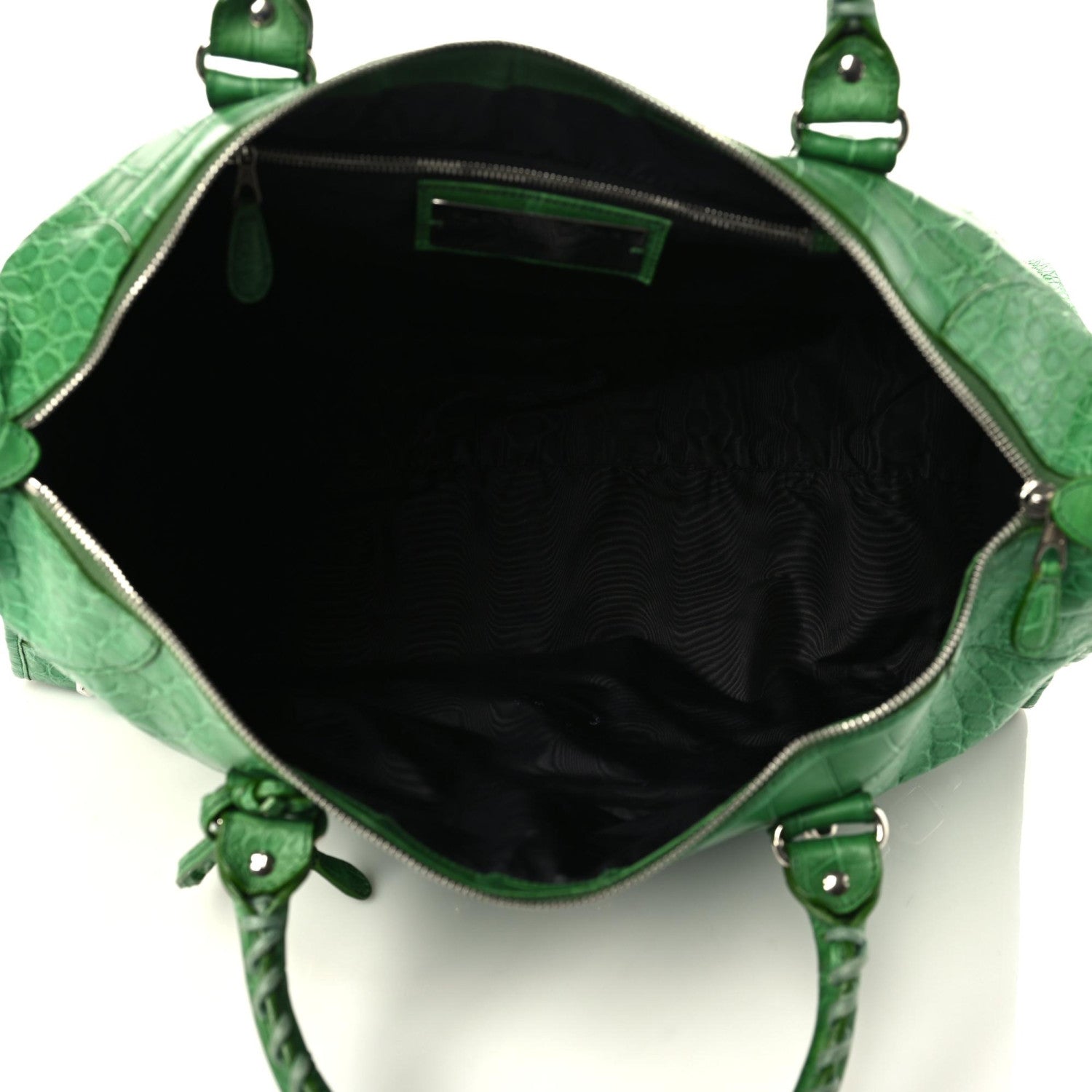 Balenciaga Crocodile Classic Silver Hardware Work Green 9 of 10