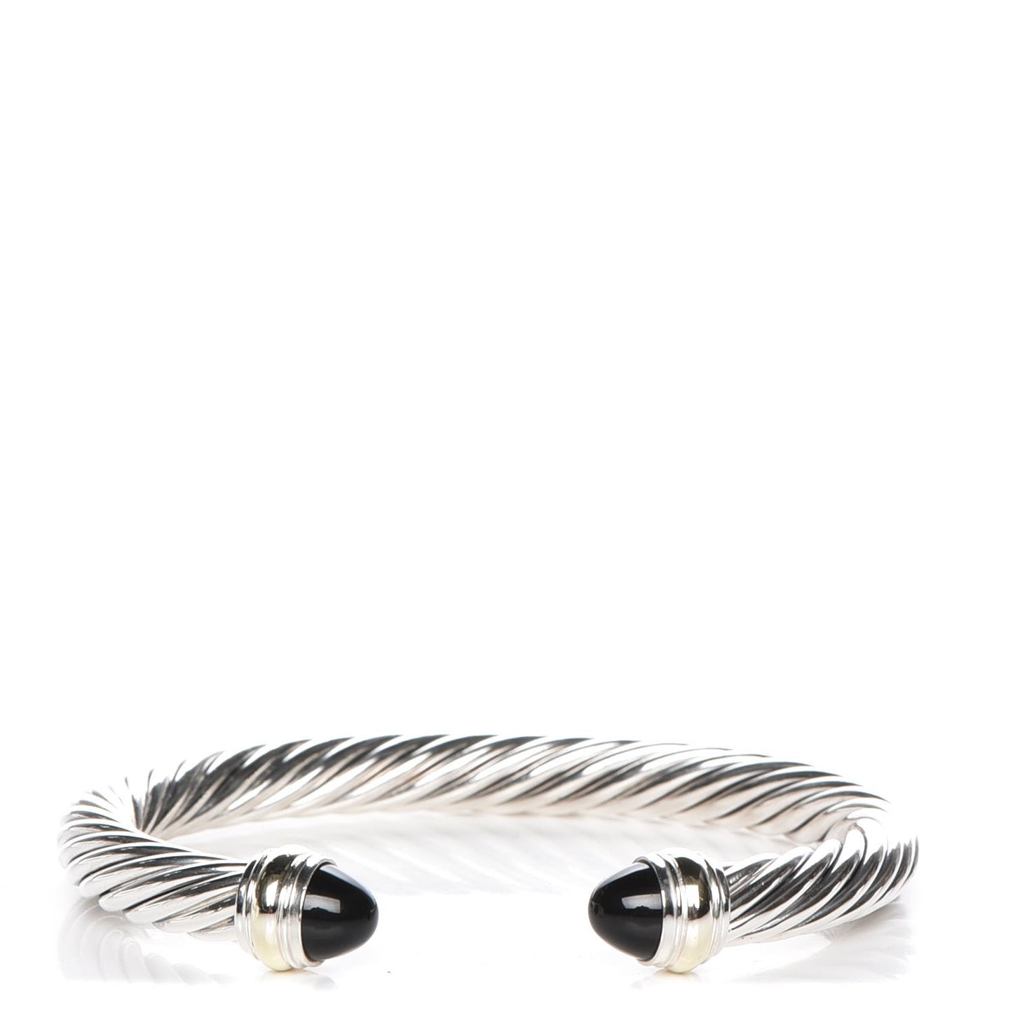 Sterling Silver 14K Yellow Gold Black Onyx 7mm Cable Classics Bracelet