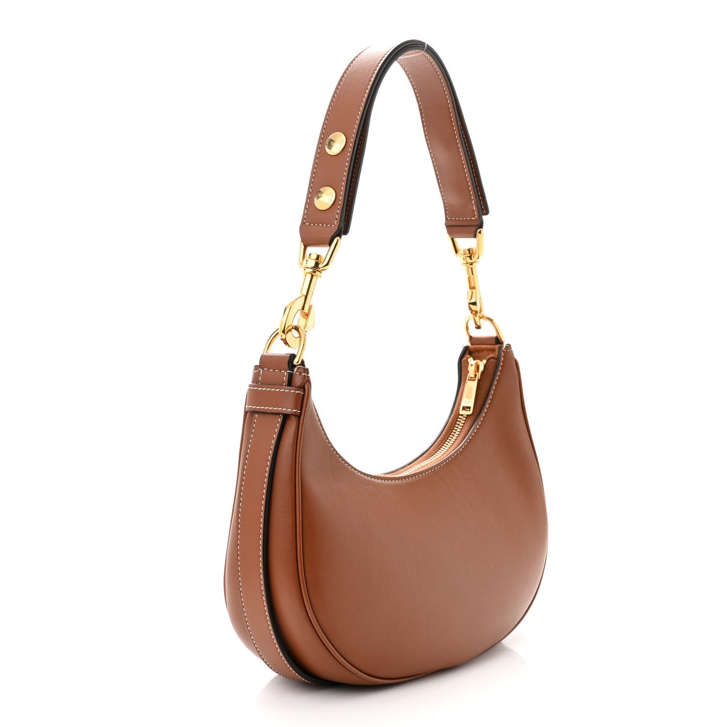 Smooth Calfskin Medium Strap Ava Shoulder Bag Tan