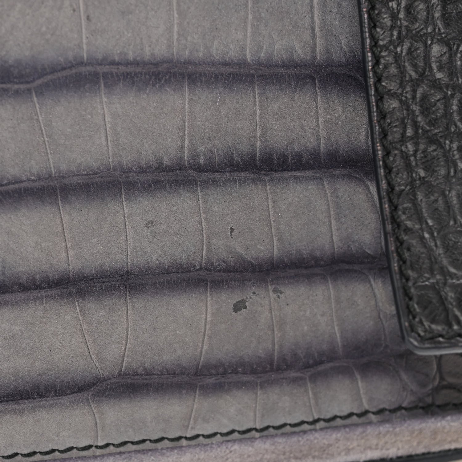 Saint Laurent Nubuck Calfskin Crocodile Embossed Small Muse Two Grey 13 of 14