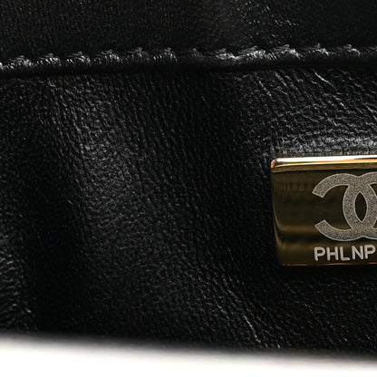 Chanel Shiny Lambskin Quilted Golden Links Top Handle Flap Black 7 of 11