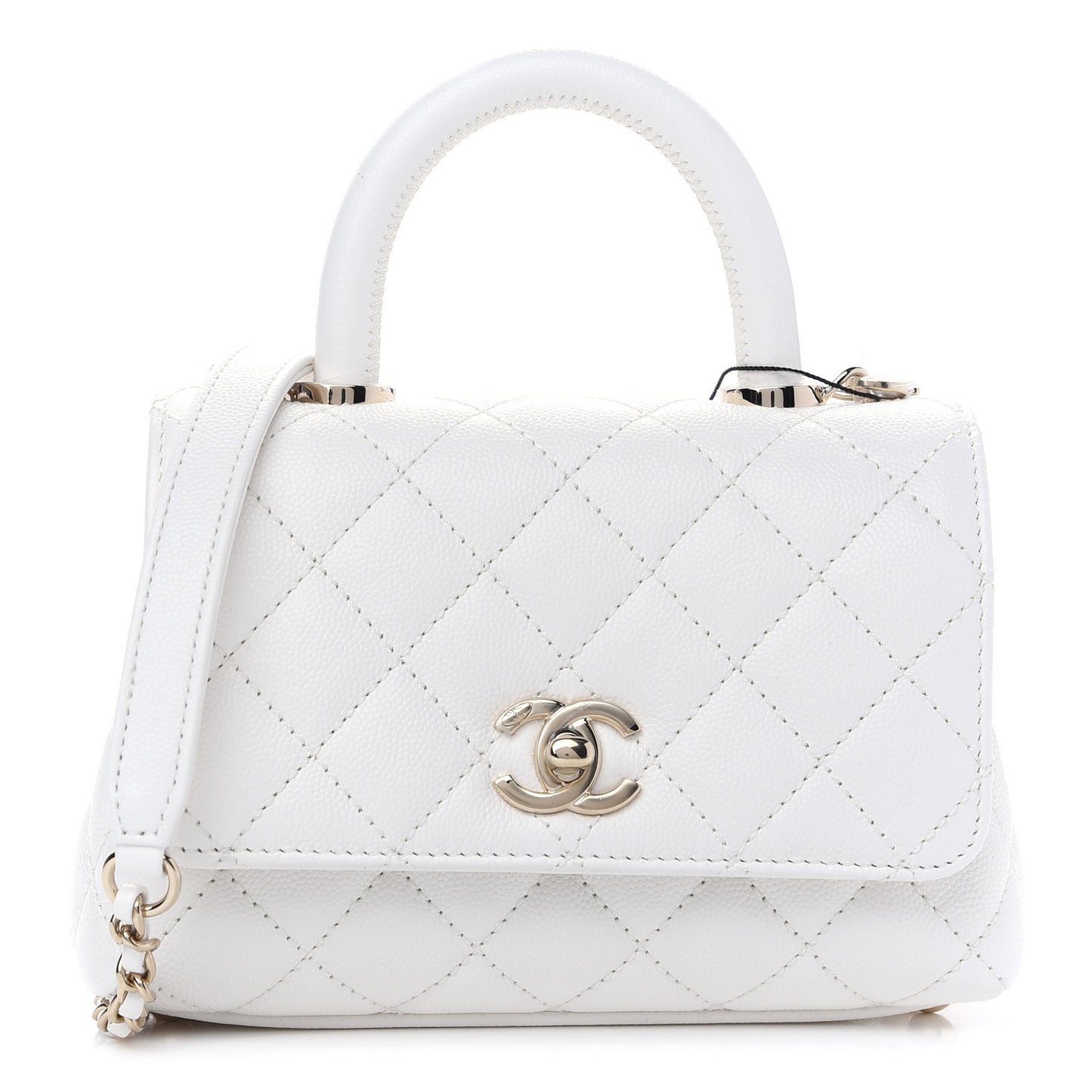 Caviar Quilted Extra Mini Coco Handle Flap White