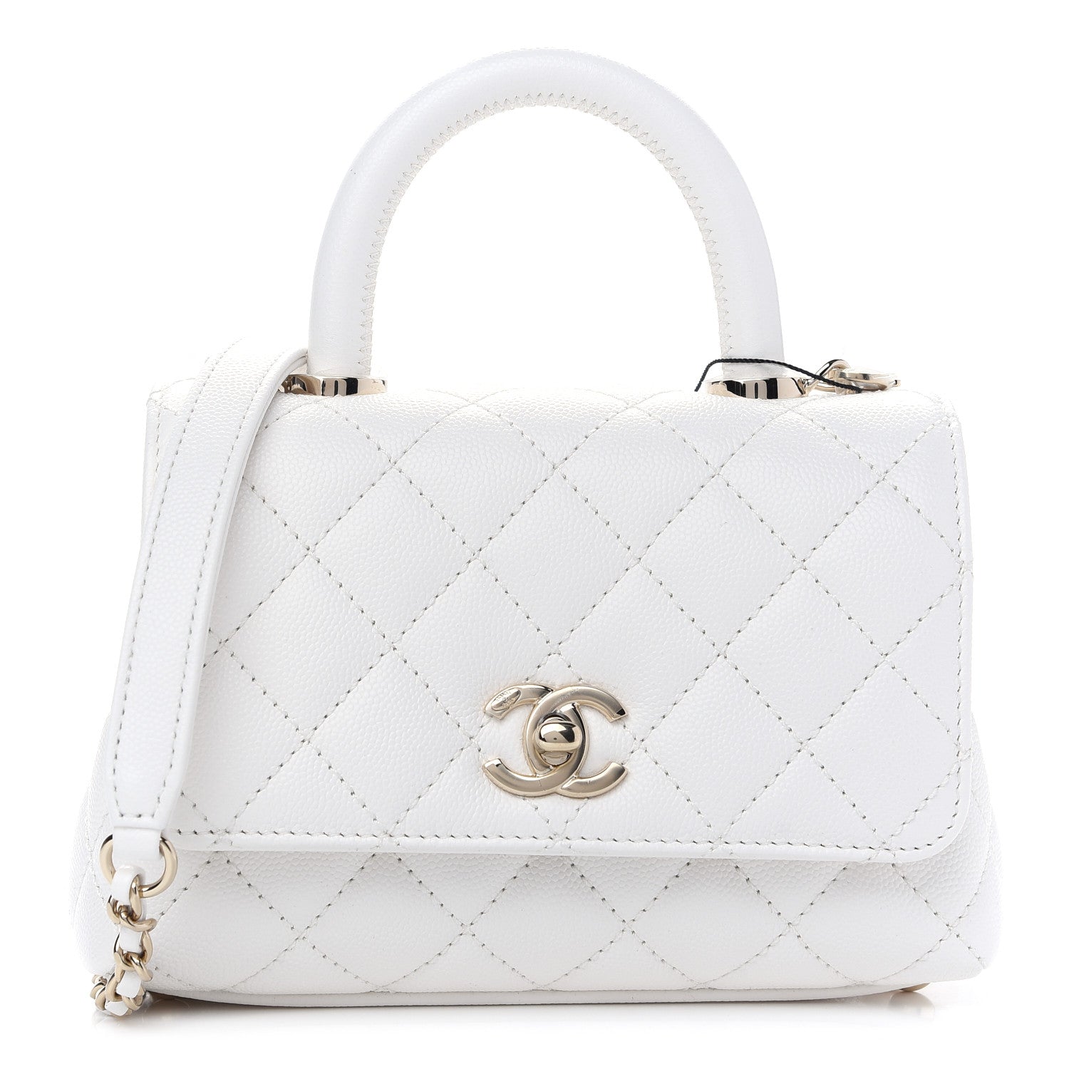 Chanel Caviar Quilted Extra Mini Coco Handle Flap White 1 of 9