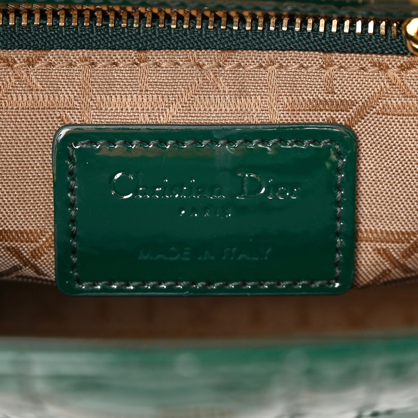 Patent Cannage Mini Lady Dior Dark Green