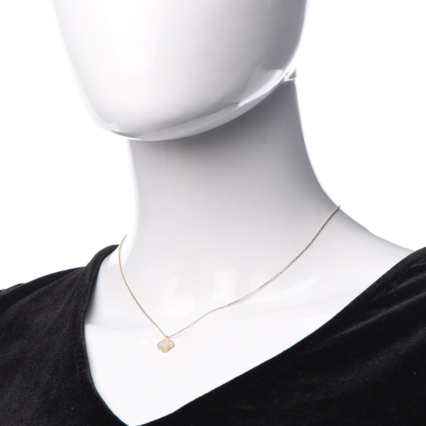 18K Yellow Gold Mother of Pearl Sweet Alhambra Pendant Necklace