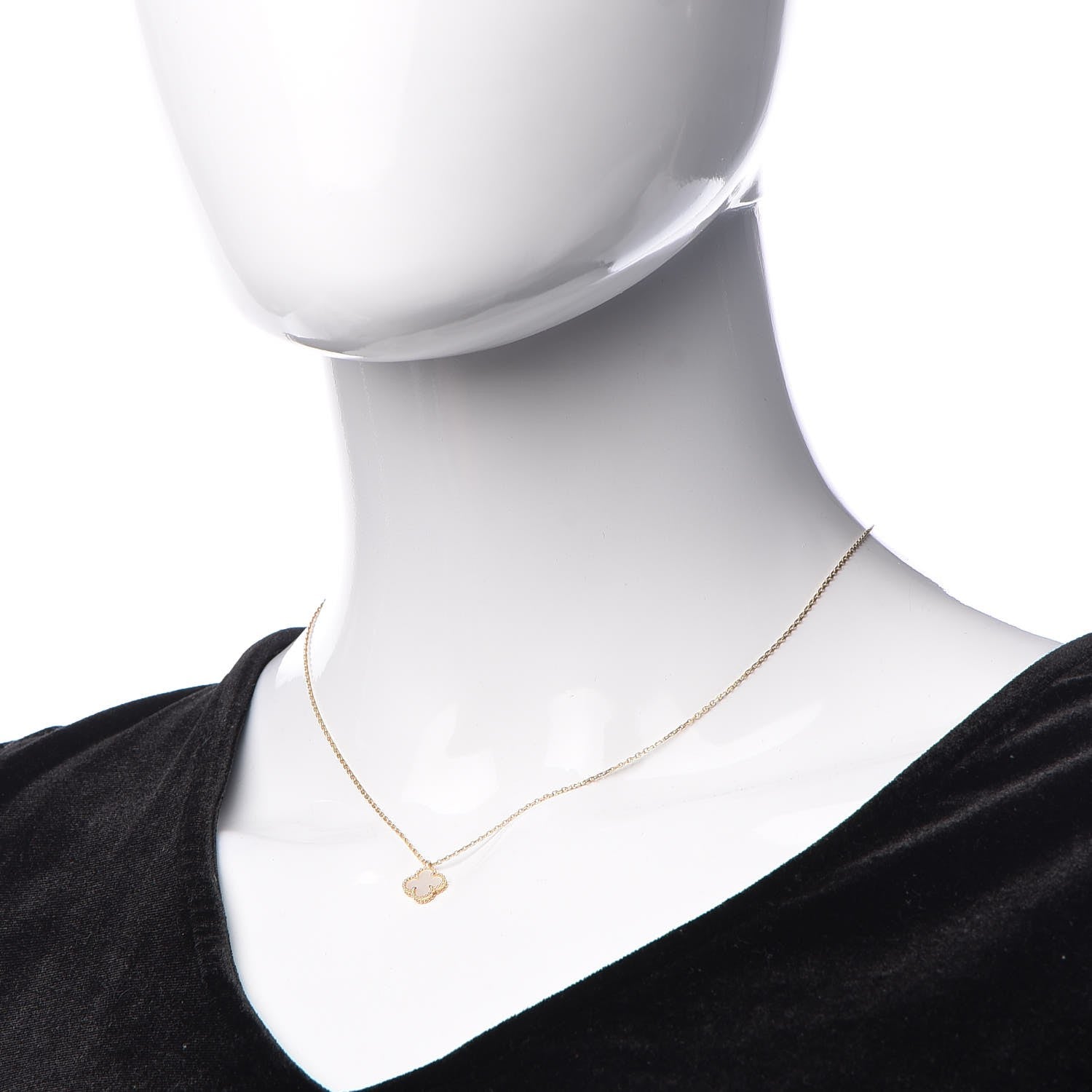 Van Cleef & Arpels 18K Yellow Gold Mother of Pearl Sweet Alhambra Pendant Necklace 2 of 8