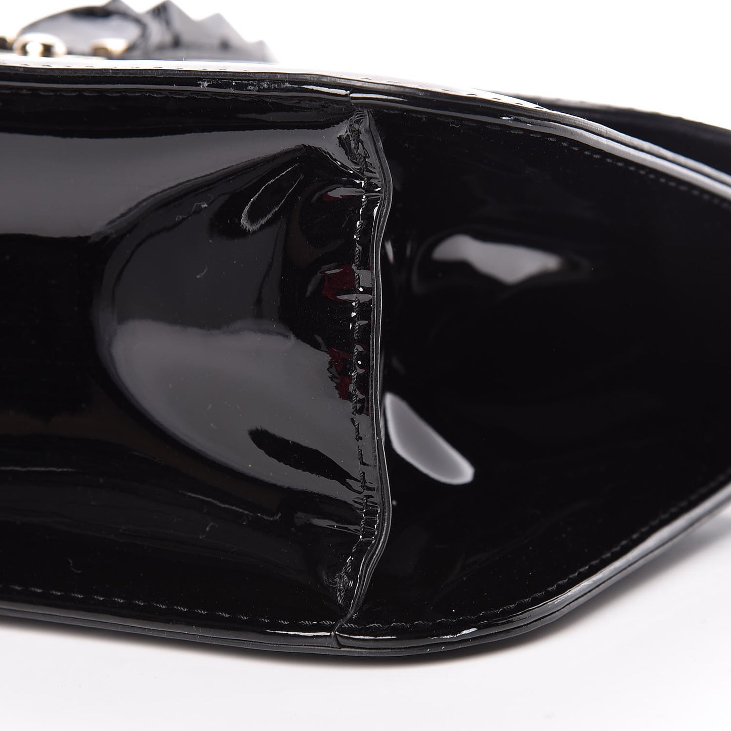 Patent Monochrome Large Glam Lock Rockstud Flap Black