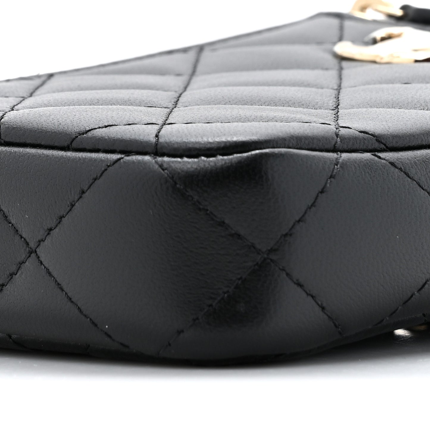 Lambskin Quilted CC Phone Holder Black