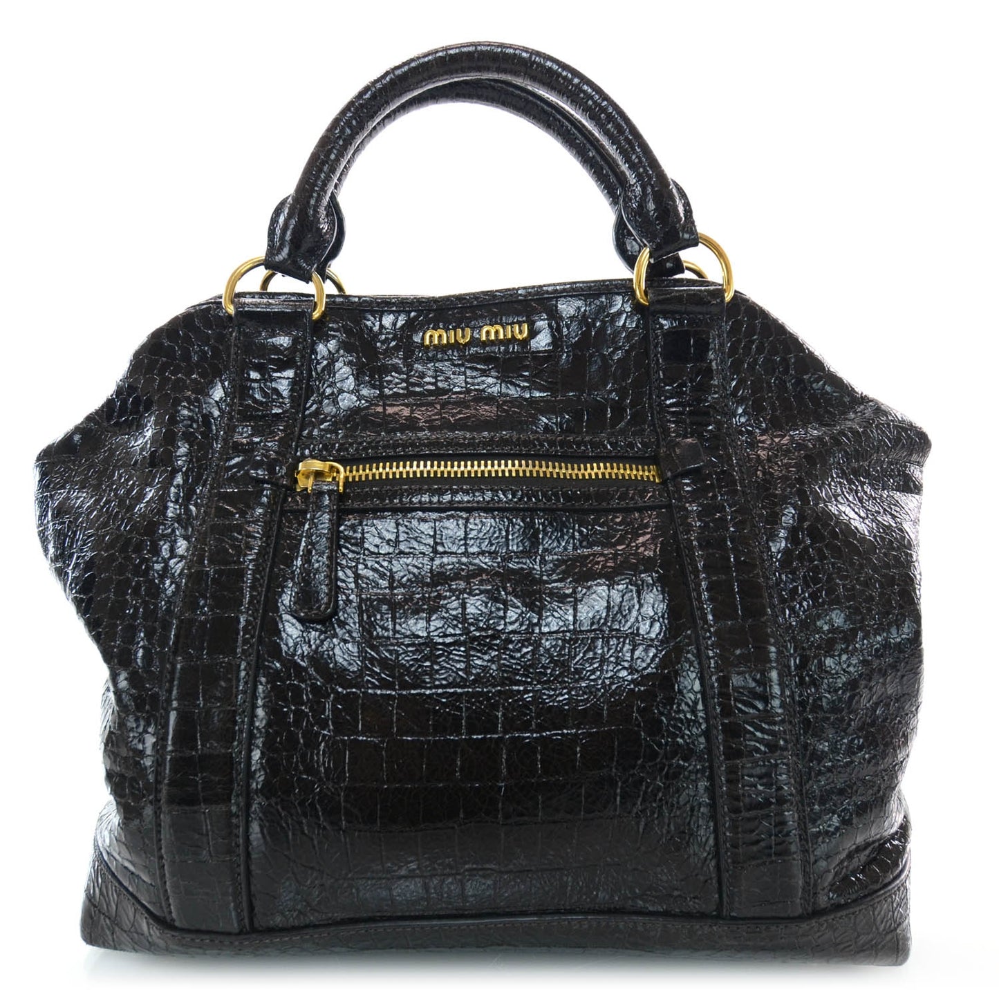 Calfskin Crocodile Embossed St Cocco Shopping Tote Moro