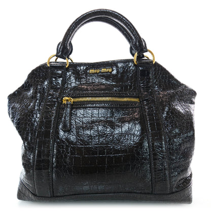 Miu Miu Calfskin Crocodile Embossed St Cocco Shopping Tote Moro 1 of 7