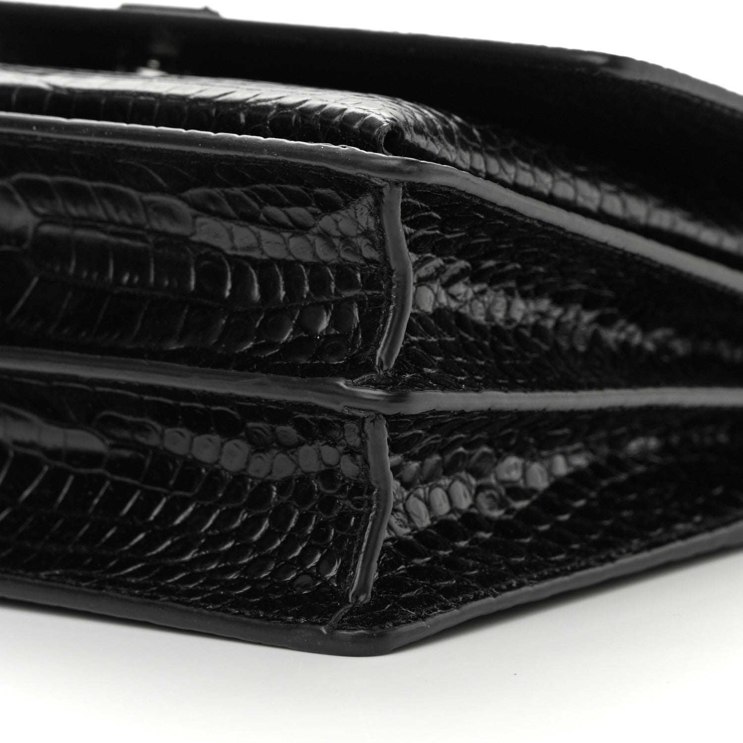 Saint Laurent Calfskin Crocodile Embossed Medium Monochrome Monogram Sunset Black 10 of 15