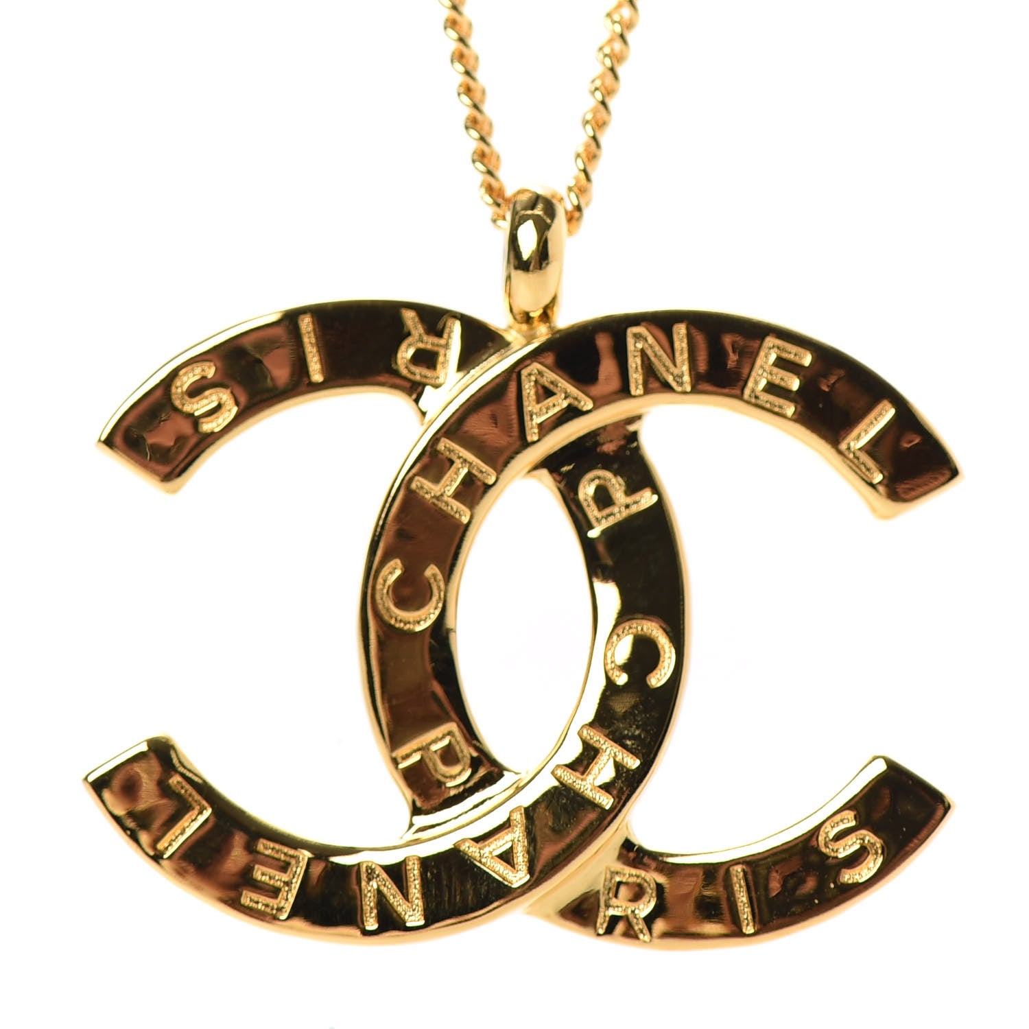 Chanel Metal CC Paris Button Necklace Gold 3 of 6