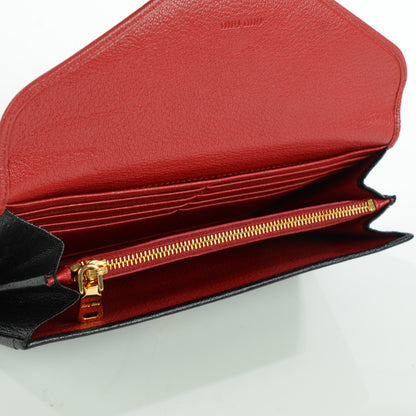 Miu Miu Goatskin Madras Bi-Color Envelope Wallet Fuoco Nero Black 6 of 8