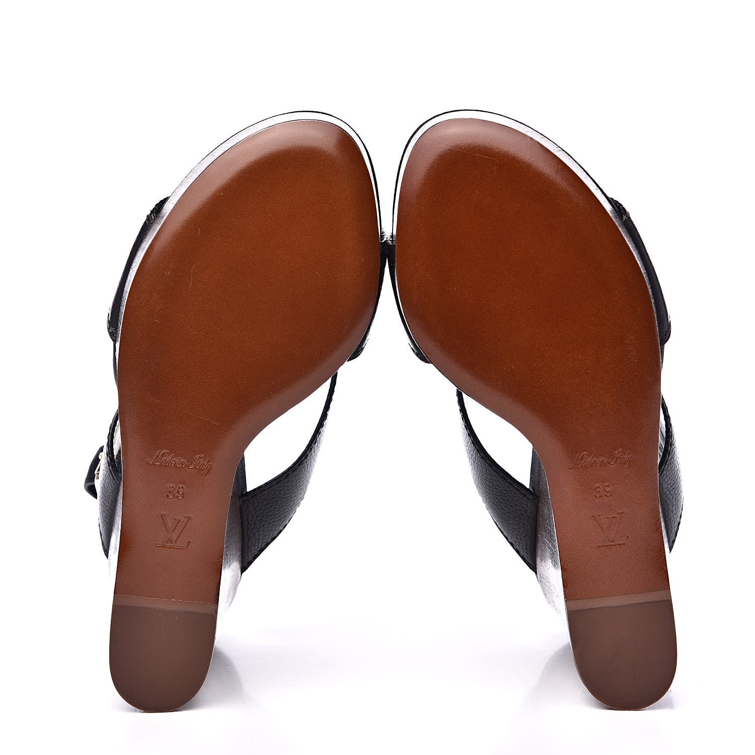 Louis Vuitton Calfskin Vedette Wedge Sandals 39 Black 5 of 8