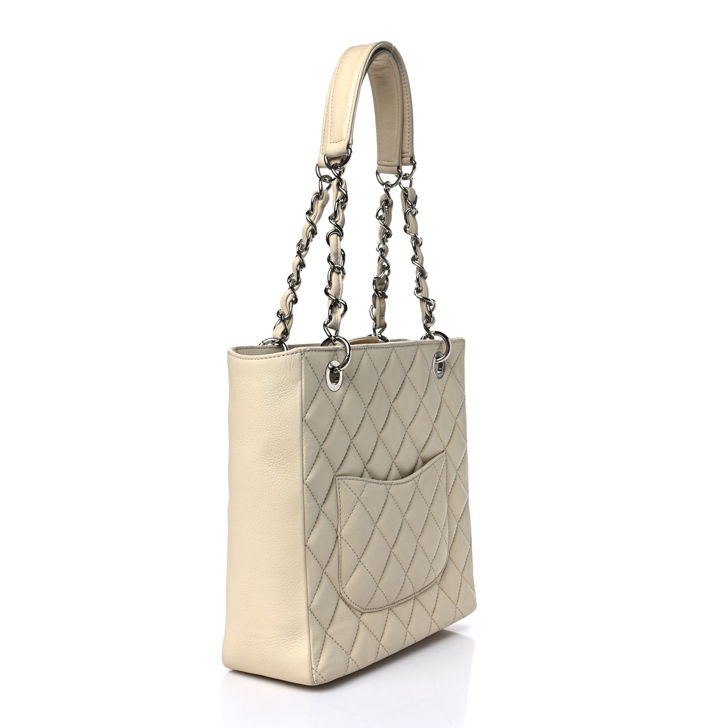 Caviar Quilted Petit Shopping Tote PST Light Beige