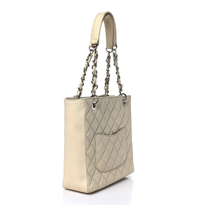 Chanel Caviar Quilted Petit Shopping Tote PST Light Beige 3 of 10