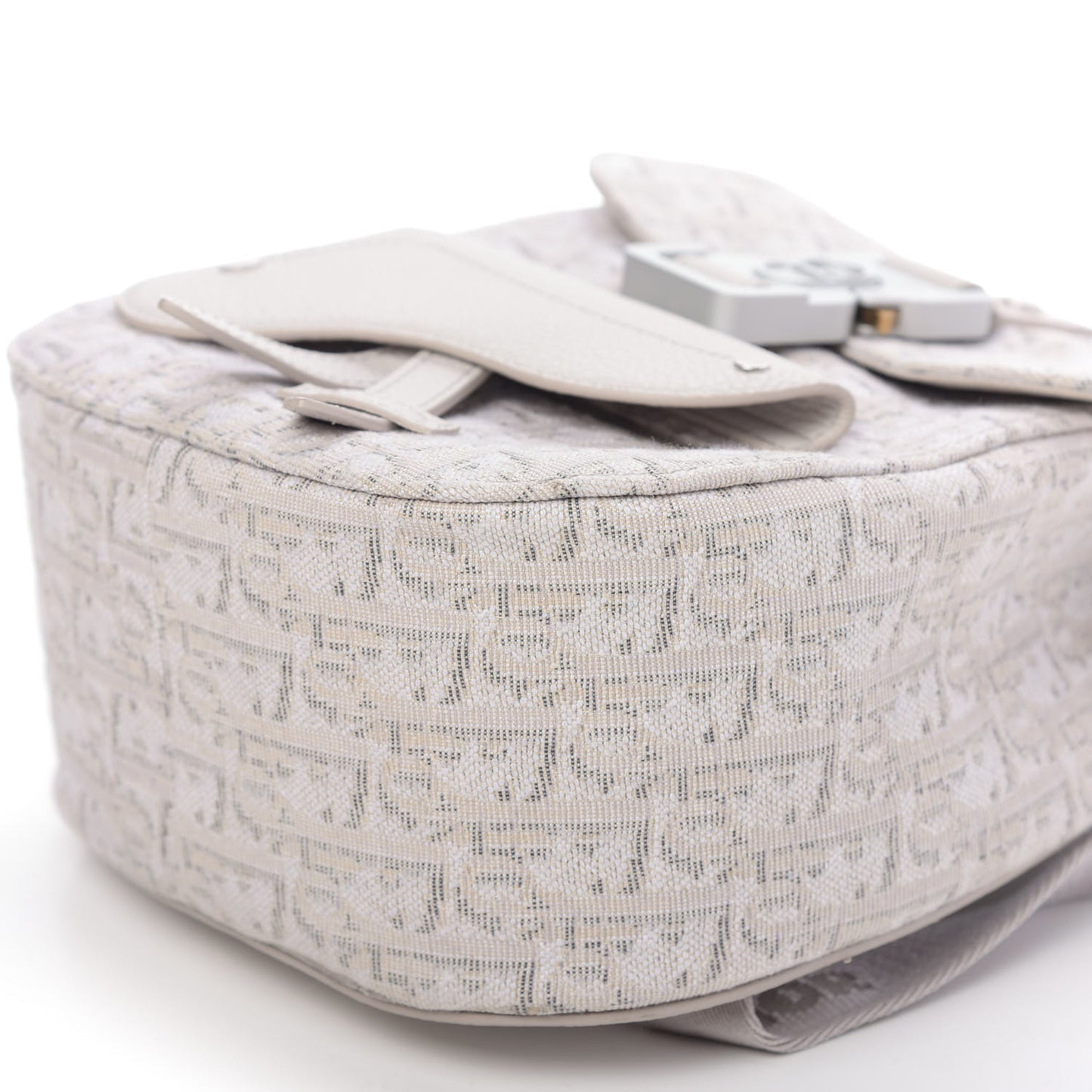 HOMME Oblique Jacquard Calfskin Mini Saddle Backpack Beige