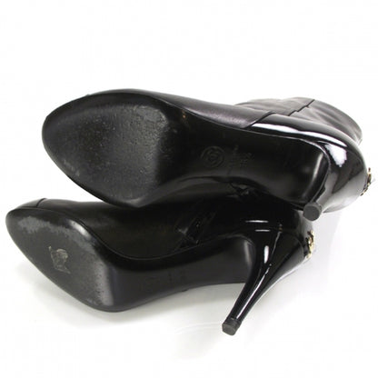 Chanel Patent Leather CC Boots 36.5 Black 5 of 9