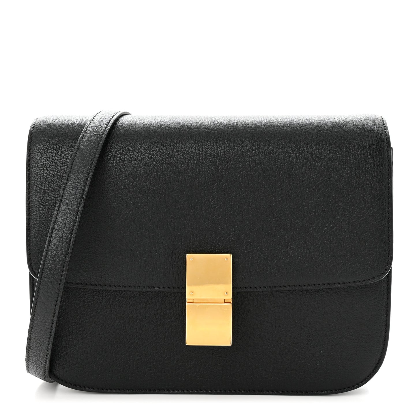 Goatskin Medium Classic Box Flap Bag Black