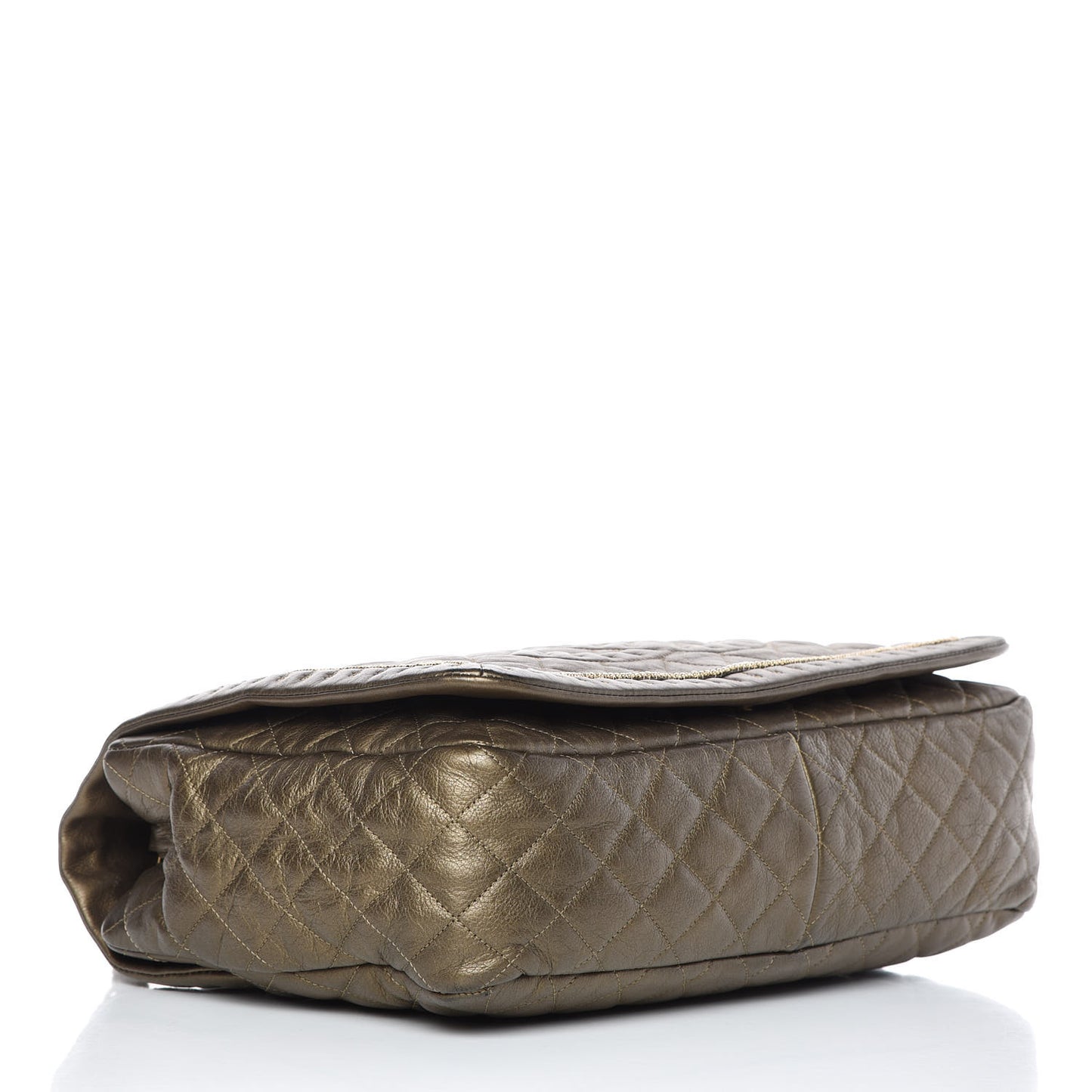 Metallic Calfskin Quilted Large Istanbul Flap Gold