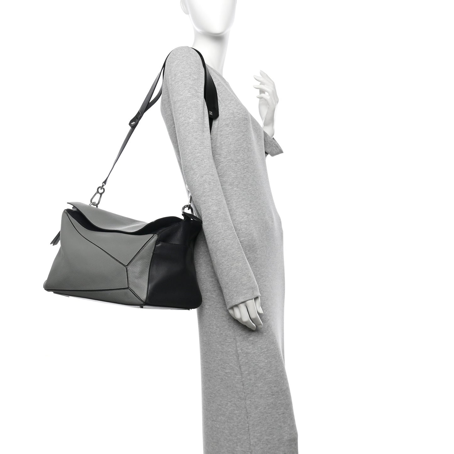 Calfskin XL Puzzle Bag Grey Black