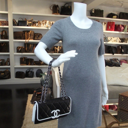 Chanel Lambskin Quilted Flap Black/White 2 of 11