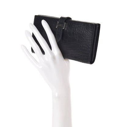 Hermes Matte Alligator Bearn Wallet Black 2 of 10