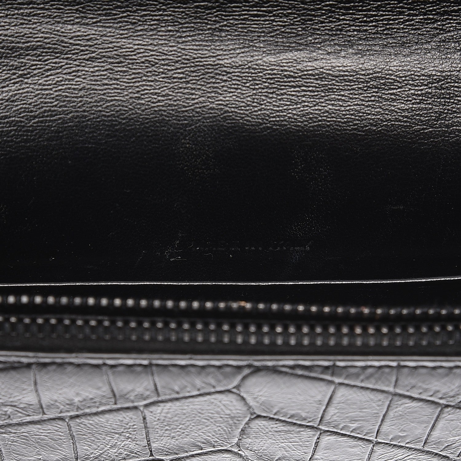 Saint Laurent Calfskin Crocodile Embossed Monogram Chain Wallet Black 7 of 8