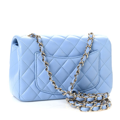 Chanel Lambskin Quilted Mini Rectangular Flap Light Blue 3 of 9
