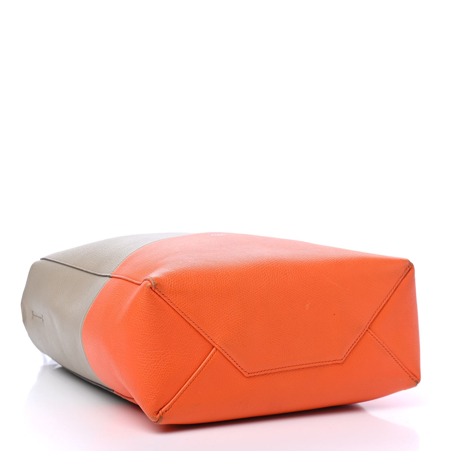 Celine Grained Calfskin Small Vertical Bi-Cabas Fluo Orange Taupe 3 of 8