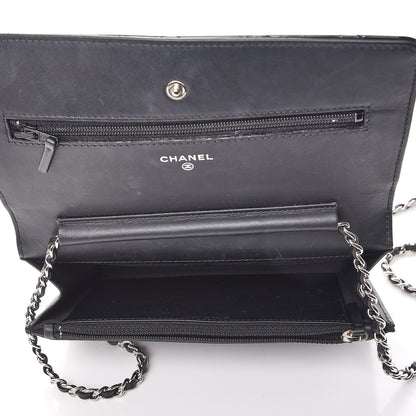 Chanel Patent Quilted Wallet On Chain WOC Black 5 of 10