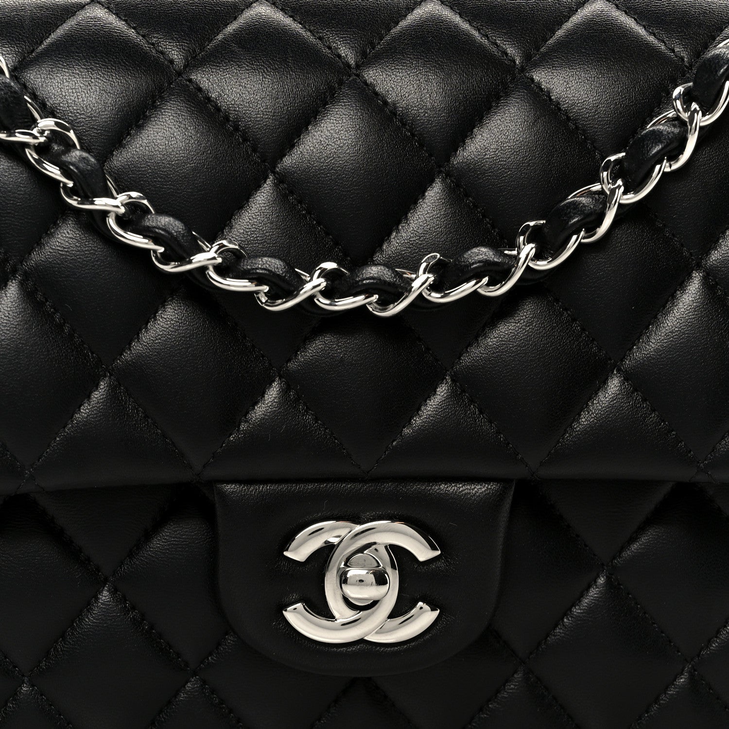 Chanel Lambskin Quilted Medium Double Flap Black 9 of 11