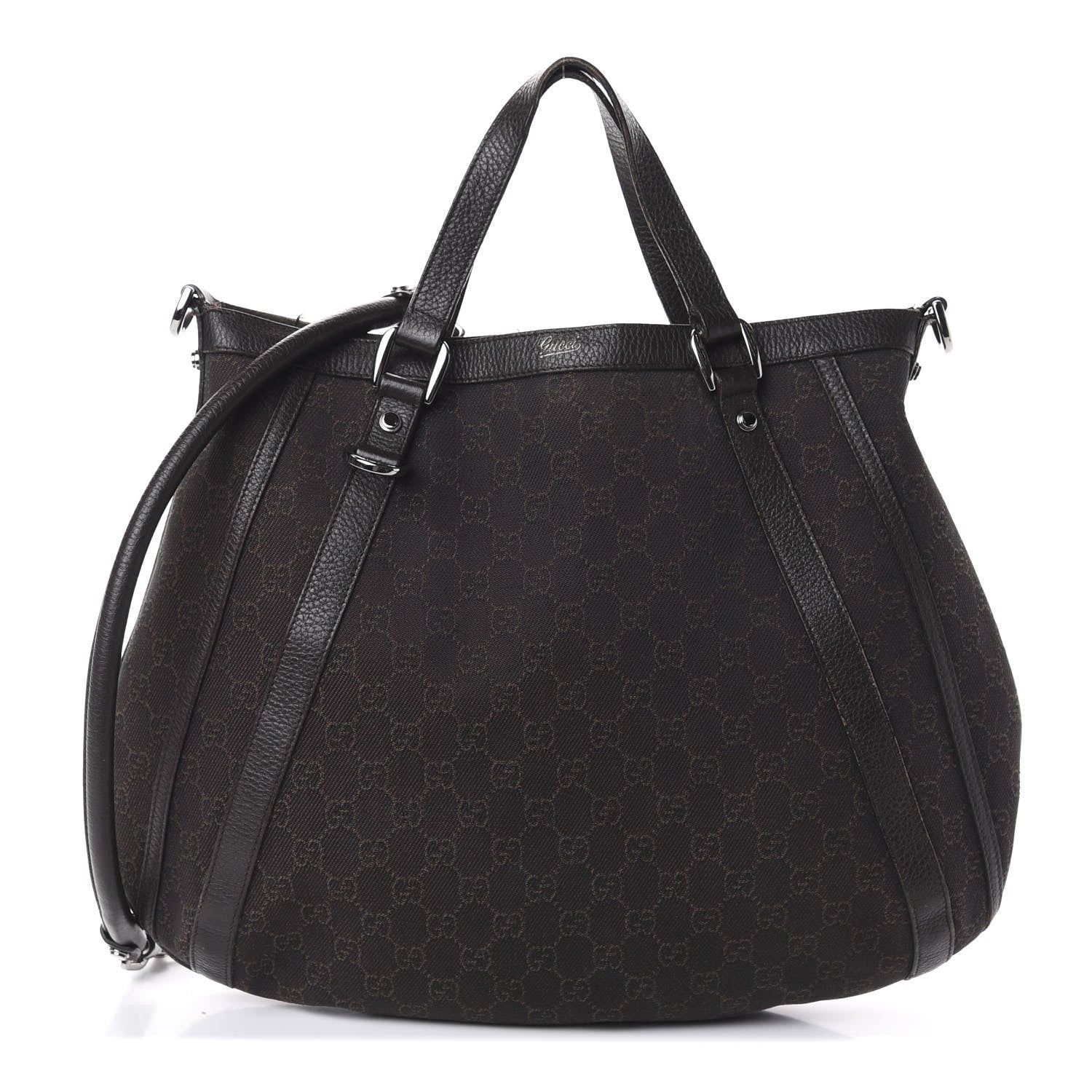 Gucci Monogram Medium Abbey Convertible Tote Dark Brown 1 of 9