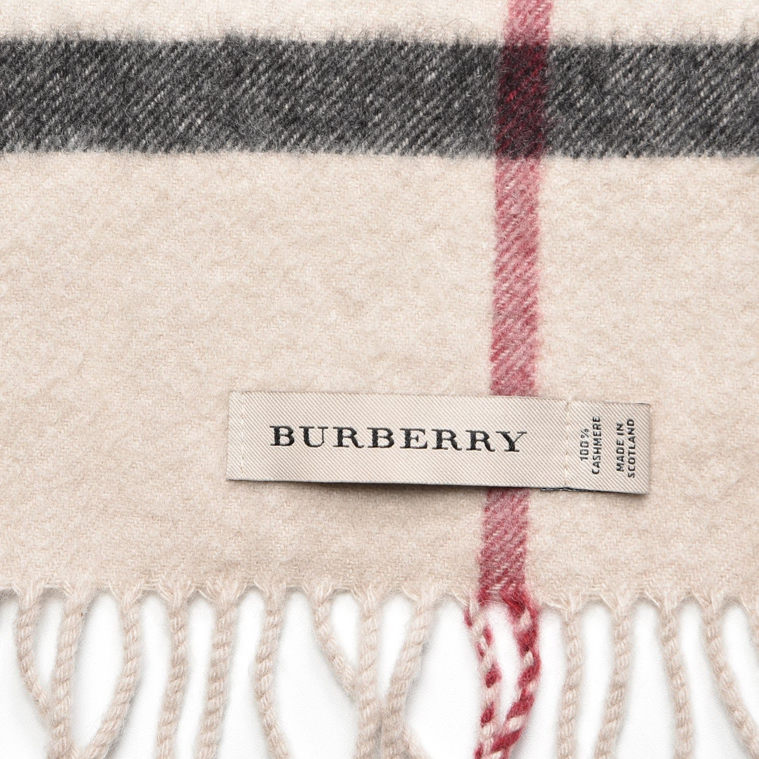 Burberry Cashmere House Check Fringe Scarf Beige 4 of 4