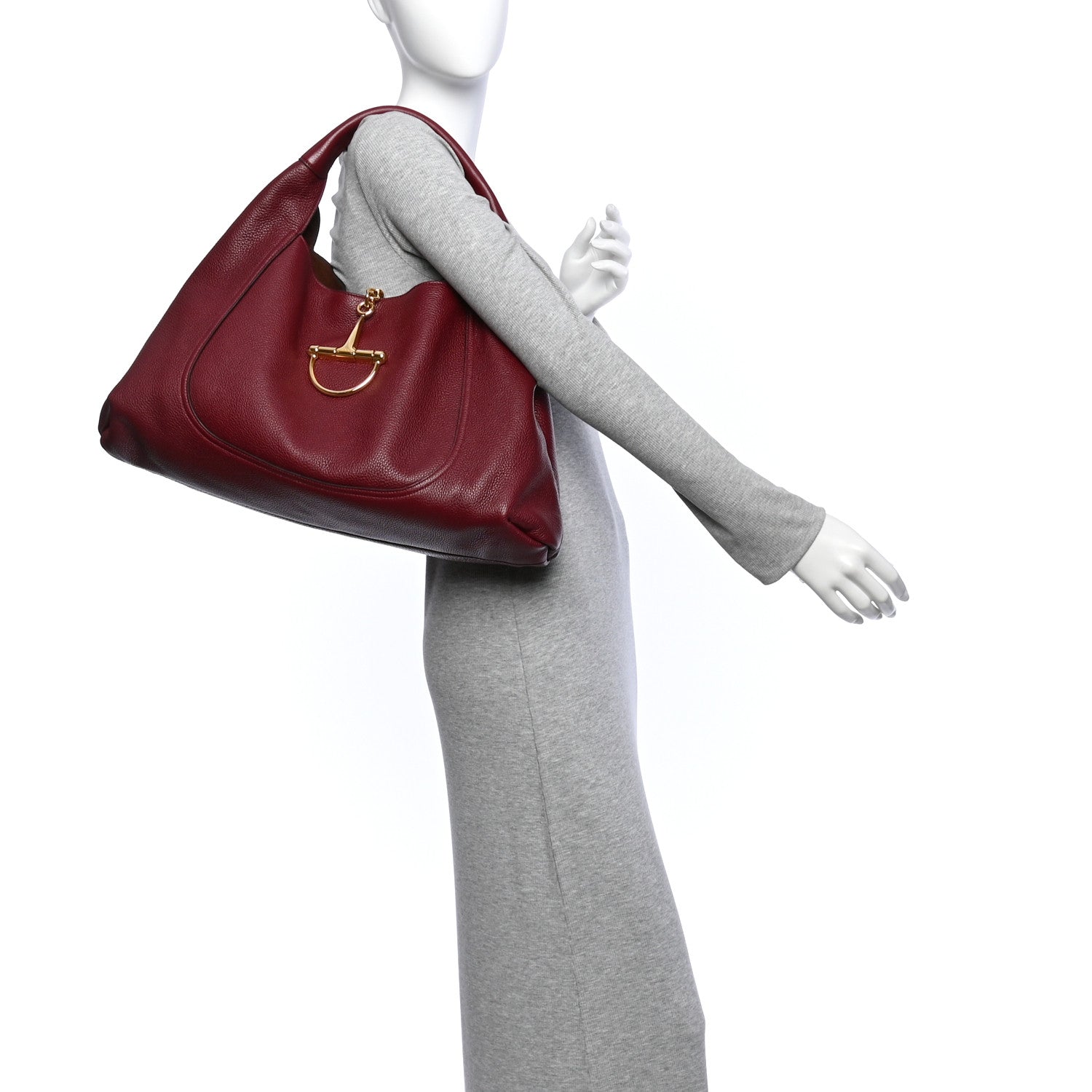 Gucci Grained Calfskin Softbit Maxi Shoulder Bag Rosso Ancora Red 2 of 10