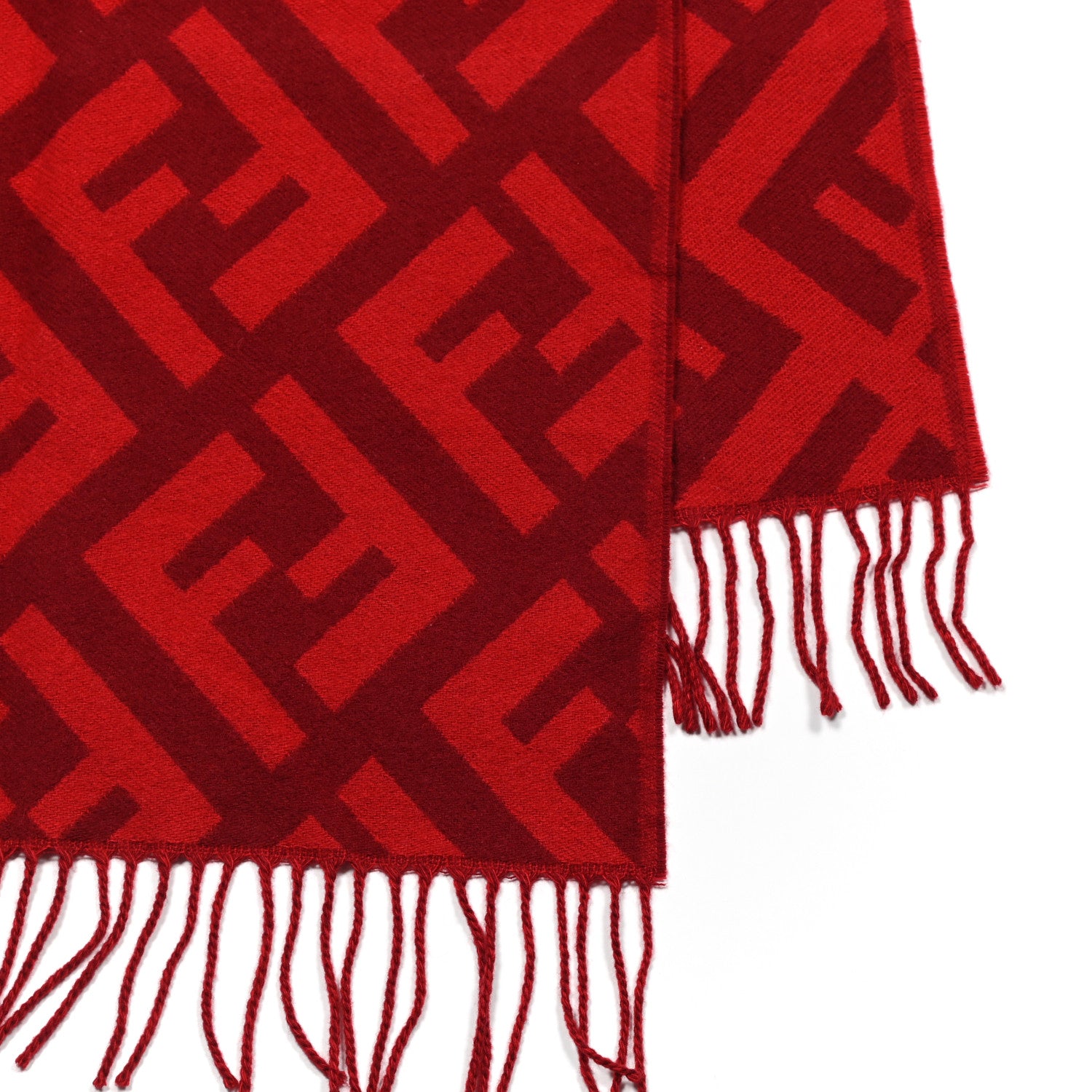 Fendi Wool Cashmere FF Scarf Red 3 of 4
