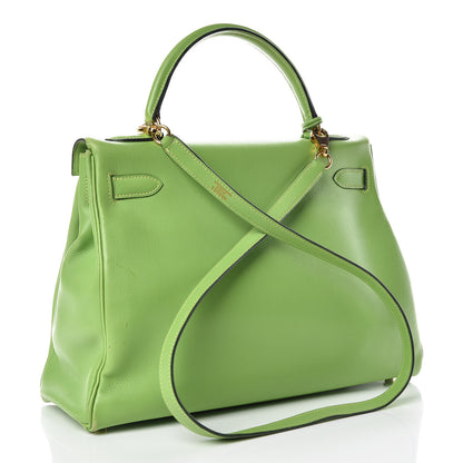 Hermes Veau Gulliver Kelly Retourne 32 Vert Cru 3 of 46