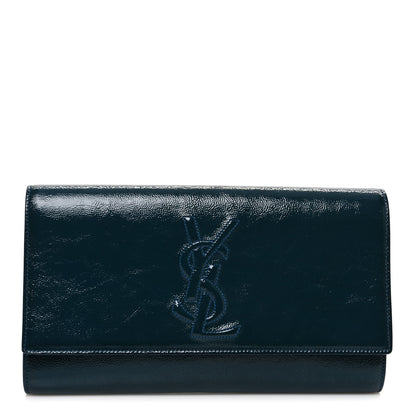 Saint Laurent Textured Patent Monogram Large Belle De Jour Clutch Green 1 of 11
