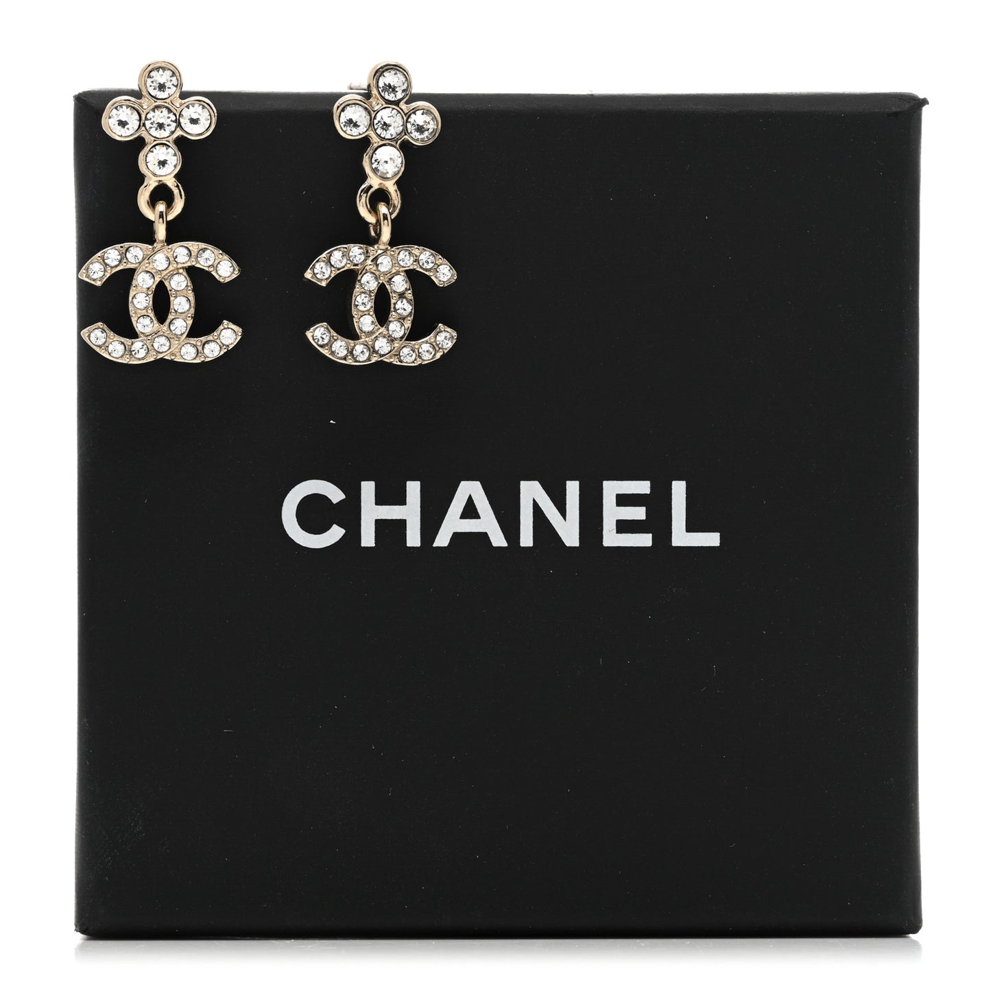 Crystal CC Cross Drop Earrings Gold