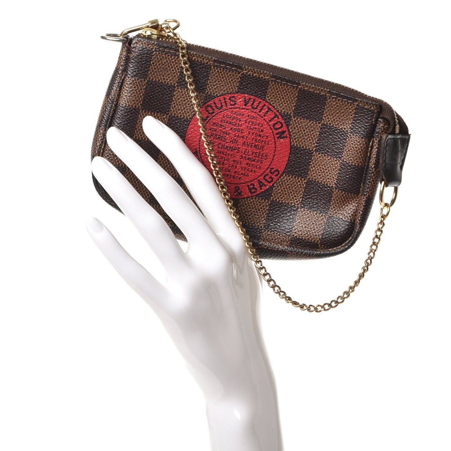 Damier Ebene Complice Trunks and Bags Mini Pochette Accessories Red