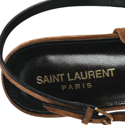 Saint Laurent Suede Cassandra Monogram Palm 05 Sandals 40.5 Brown 8 of 10