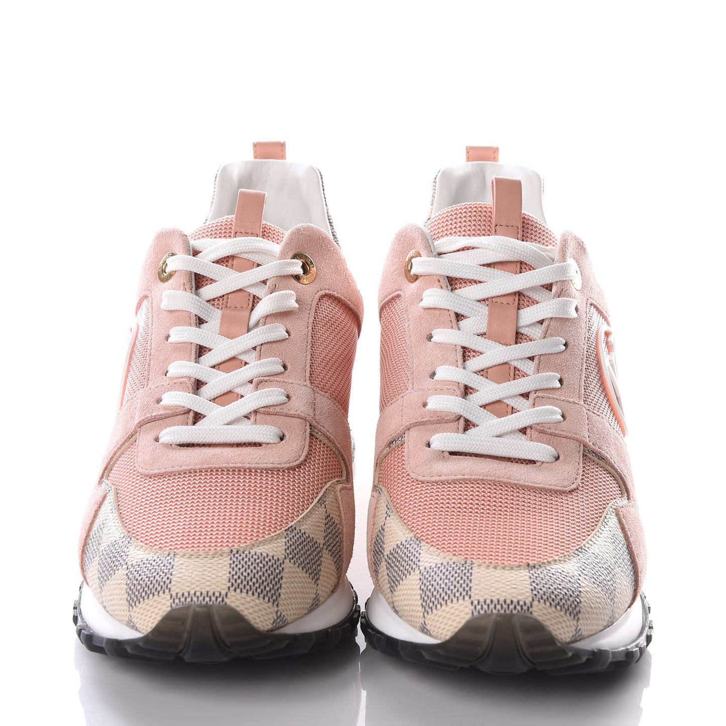 Suede Damier Azur Run Away Sneakers 40 Pink