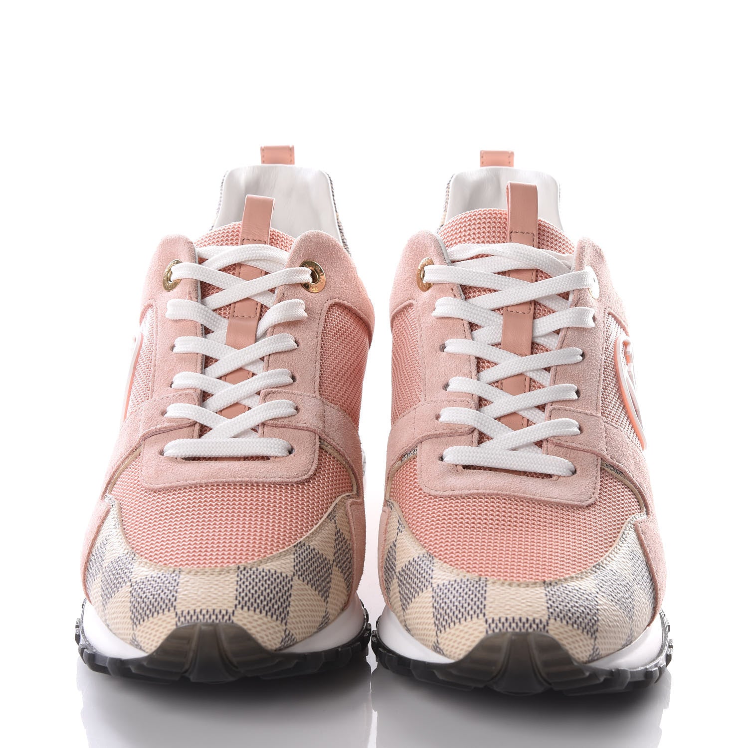 Louis Vuitton Suede Damier Azur Run Away Sneakers 40 Pink 3 of 8