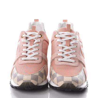 Louis Vuitton Suede Damier Azur Run Away Sneakers 40 Pink 3 of 8