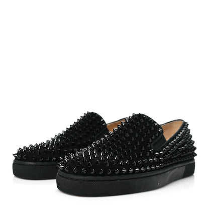 Christian Louboutin Suede Mens Roller Boat Spiked Flat Sneakers 39 Black 3 of 8